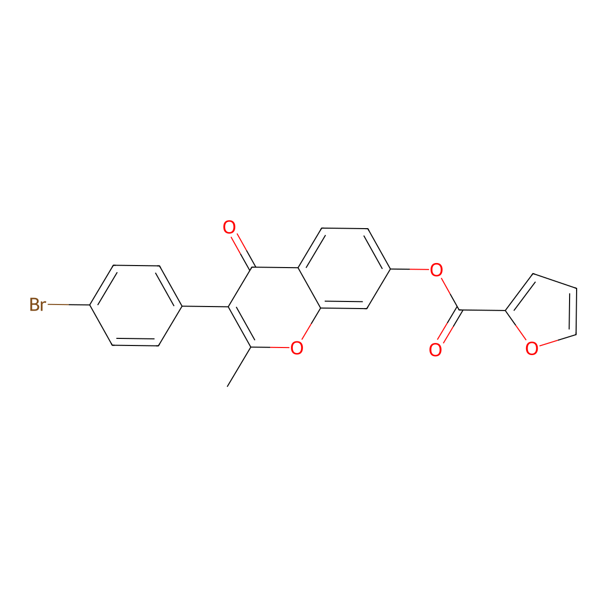 3-(4-bromophenyl)-2-methyl-4-oxo-4H-chromen-7-yl furan-2-carboxylate molecular structure, CAS 610752-48-2