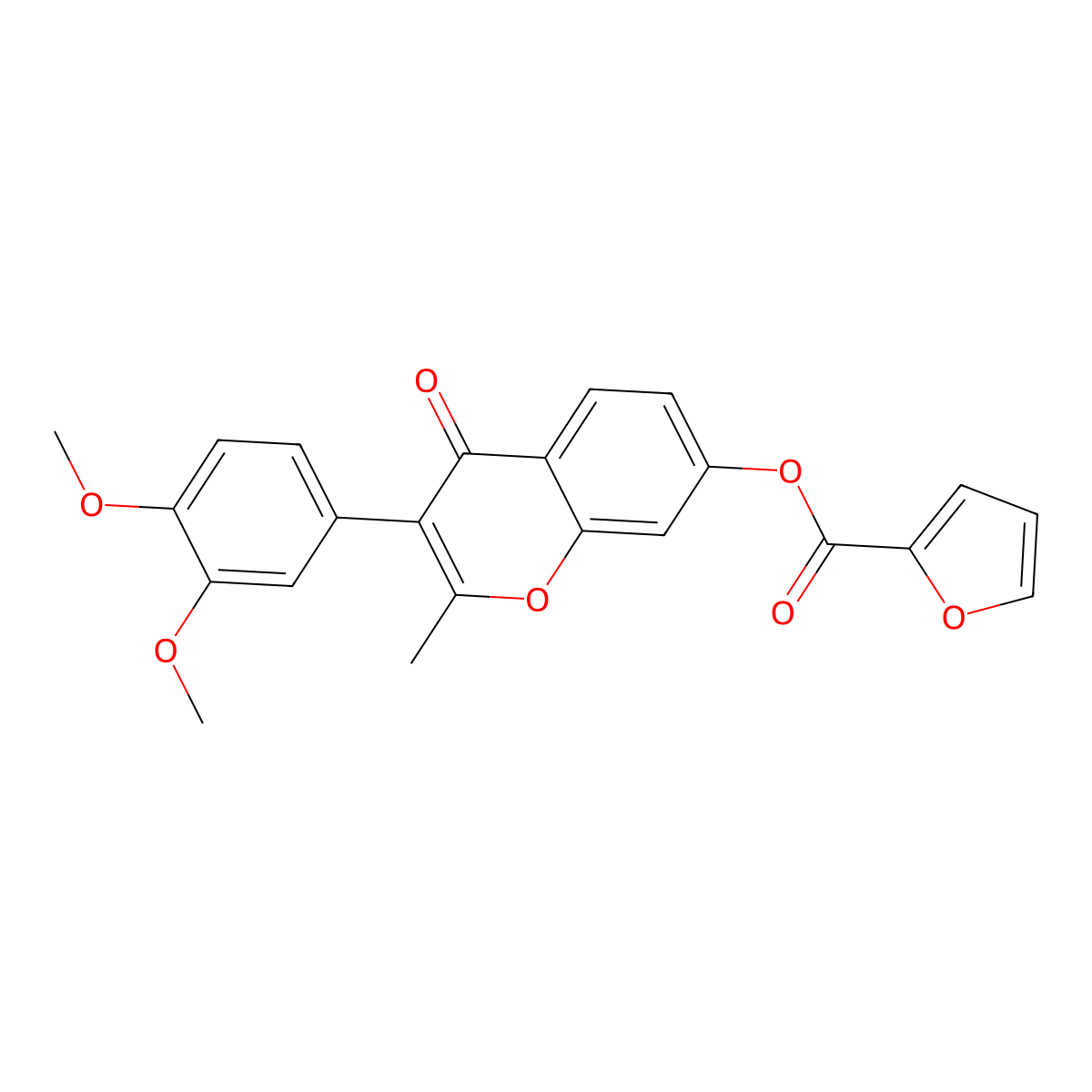 3-(3,4-dimethoxyphenyl)-2-methyl-4-oxo-4H-chromen-7-yl furan-2-carboxylate molecular structure, CAS 610752-53-9