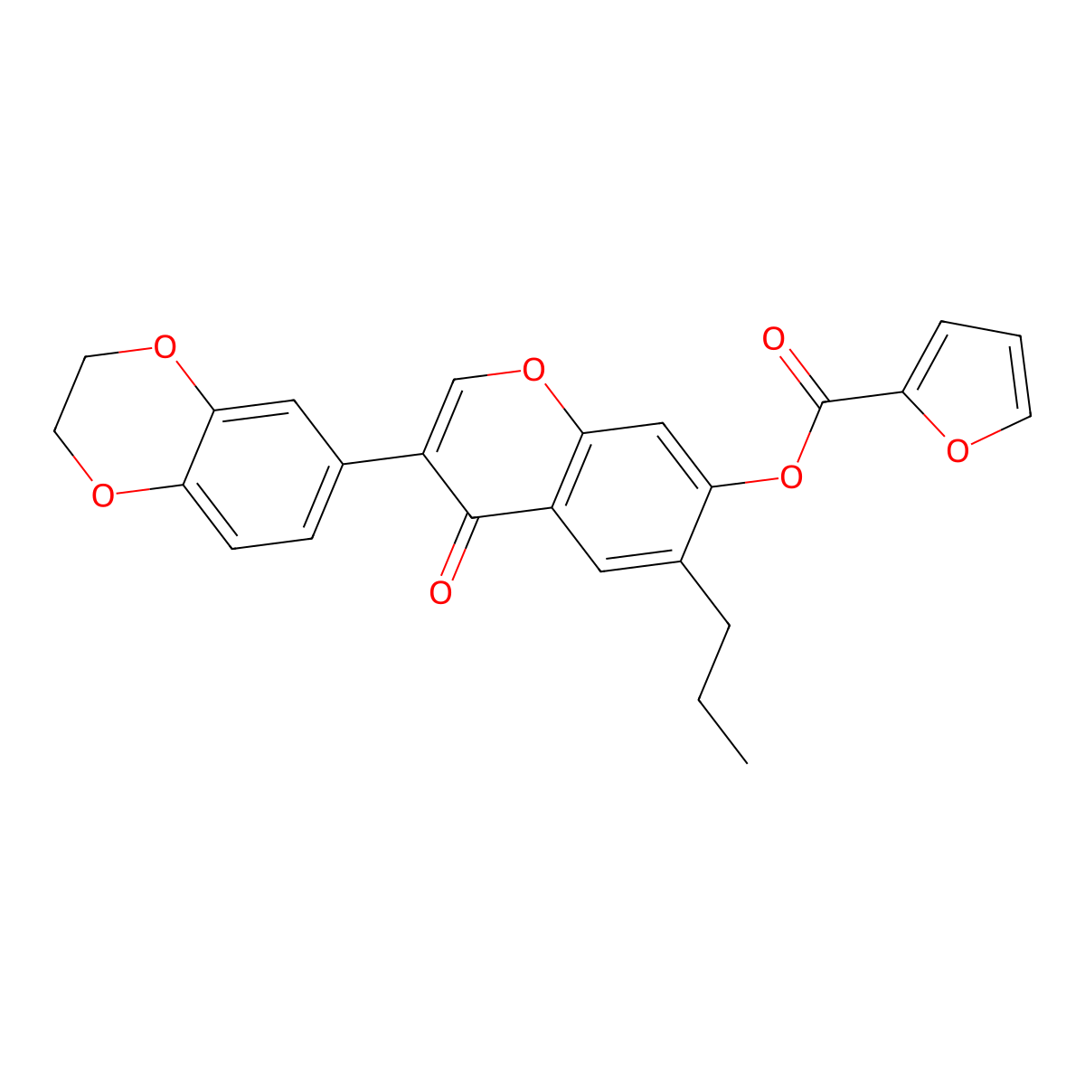 [3-(2,3-Dihydro-1,4-benzodioxin-6-yl)-4-oxo-6-propylchromen-7-yl] furan-2-carboxylate molecular structure, CAS 610752-56-2