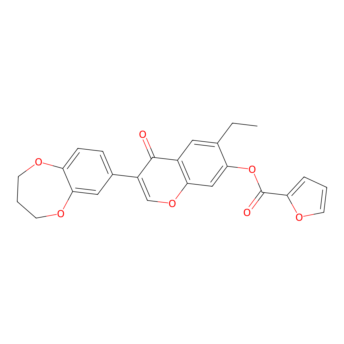 3-(3,4-dihydro-2H-1,5-benzodioxepin-7-yl)-6-ethyl-4-oxo-4H-chromen-7-yl furan-2-carboxylate molecular structure, CAS 610752-59-5