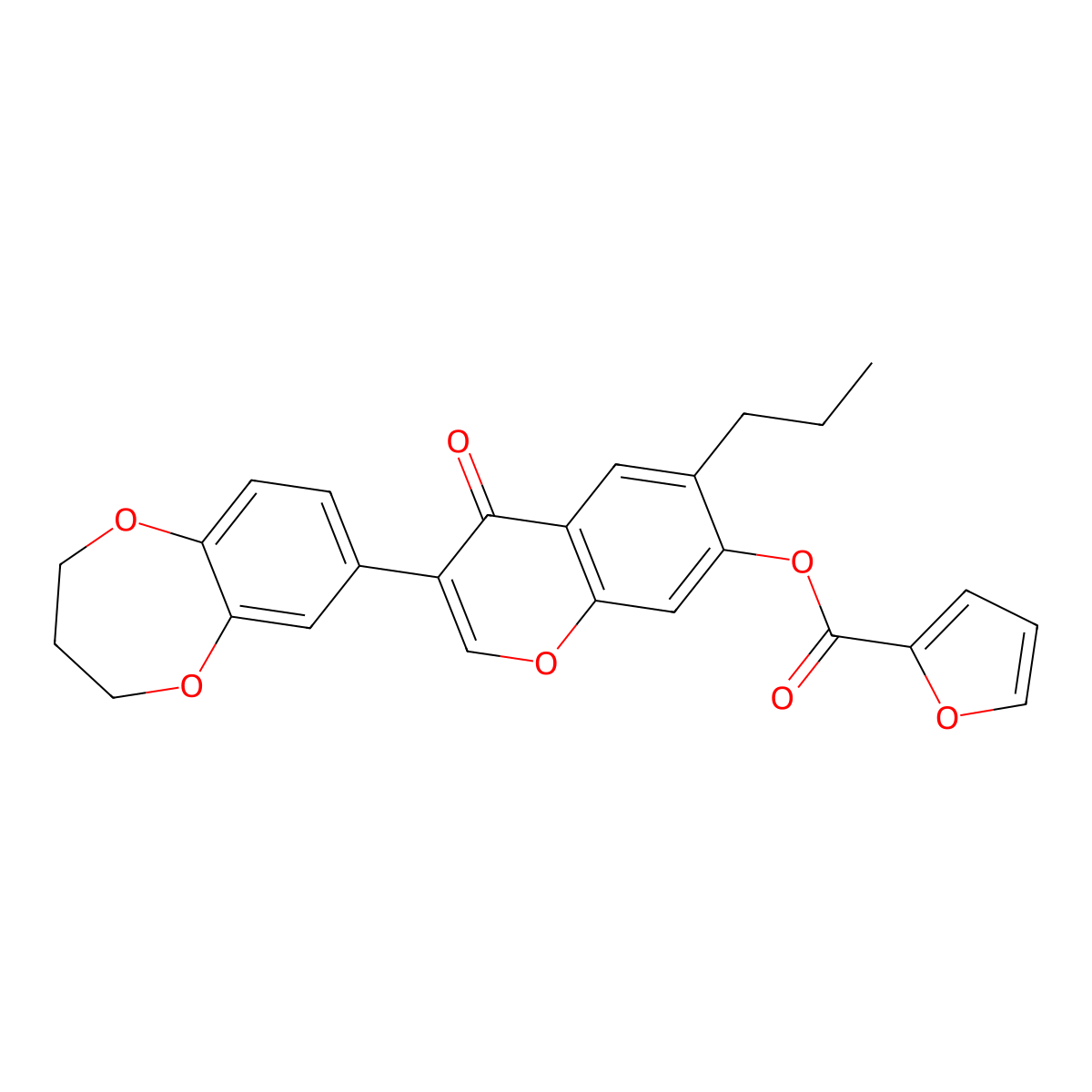 3-(3,4-dihydro-2H-benzo[b][1,4]dioxepin-7-yl)-4-oxo-6-propyl-4H-chromen-7-yl furan-2-carboxylate molecular structure, CAS 610752-61-9