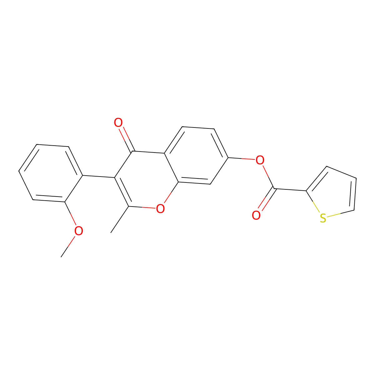 3-(2-methoxyphenyl)-2-methyl-4-oxo-4H-chromen-7-yl thiophene-2-carboxylate molecular structure, CAS 610752-84-6
