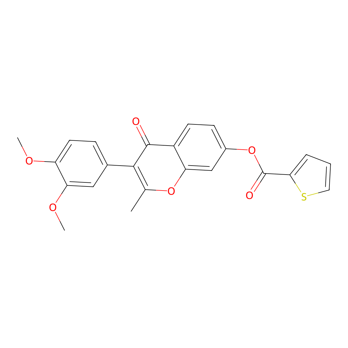 3-(3,4-dimethoxyphenyl)-2-methyl-4-oxo-4H-chromen-7-yl thiophene-2-carboxylate molecular structure, CAS 610752-86-8