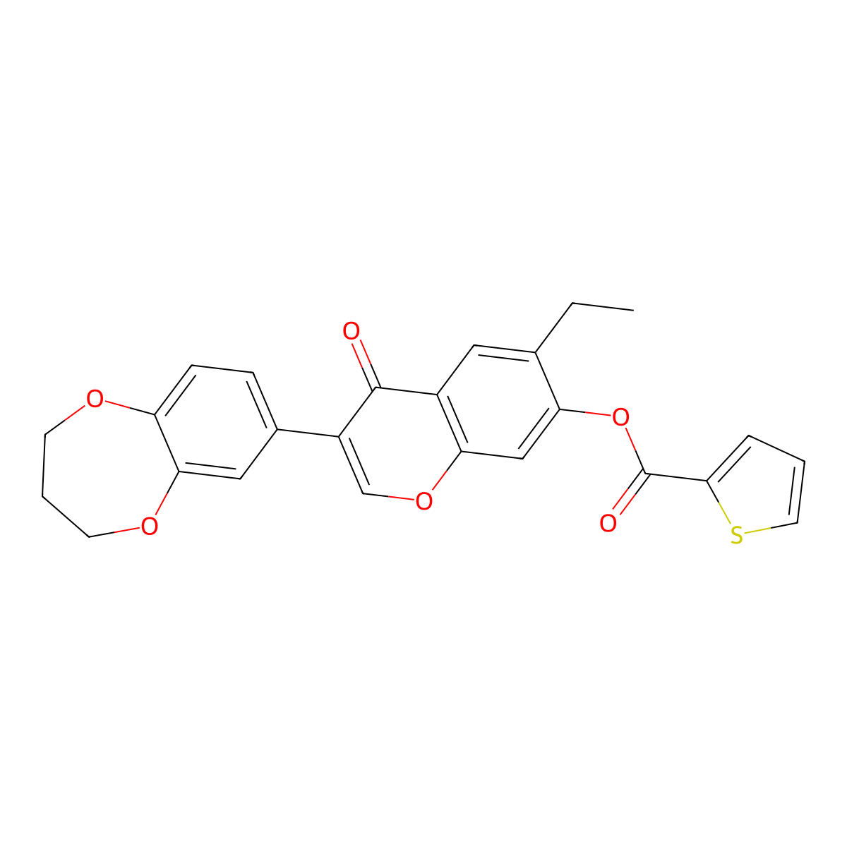 3-(3,4-dihydro-2H-1,5-benzodioxepin-7-yl)-6-ethyl-4-oxo-4H-chromen-7-yl thiophene-2-carboxylate molecular structure, CAS 610752-93-7
