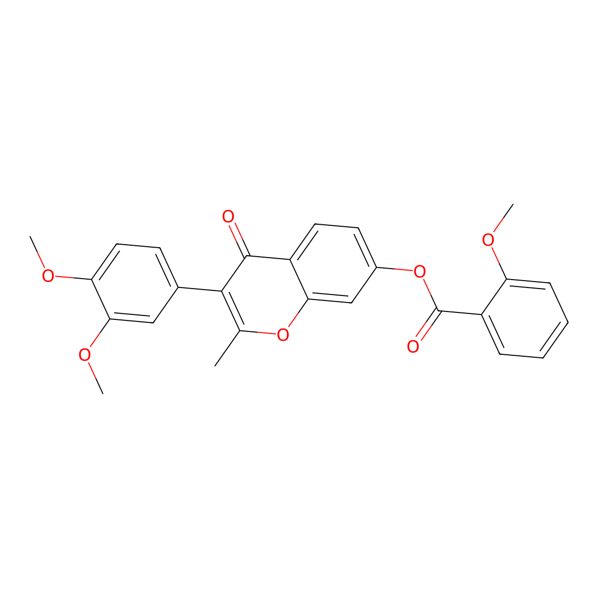 3-(3,4-dimethoxyphenyl)-2-methyl-4-oxo-4H-chromen-7-yl 2-methoxybenzoate molecular structure, CAS 610753-30-5