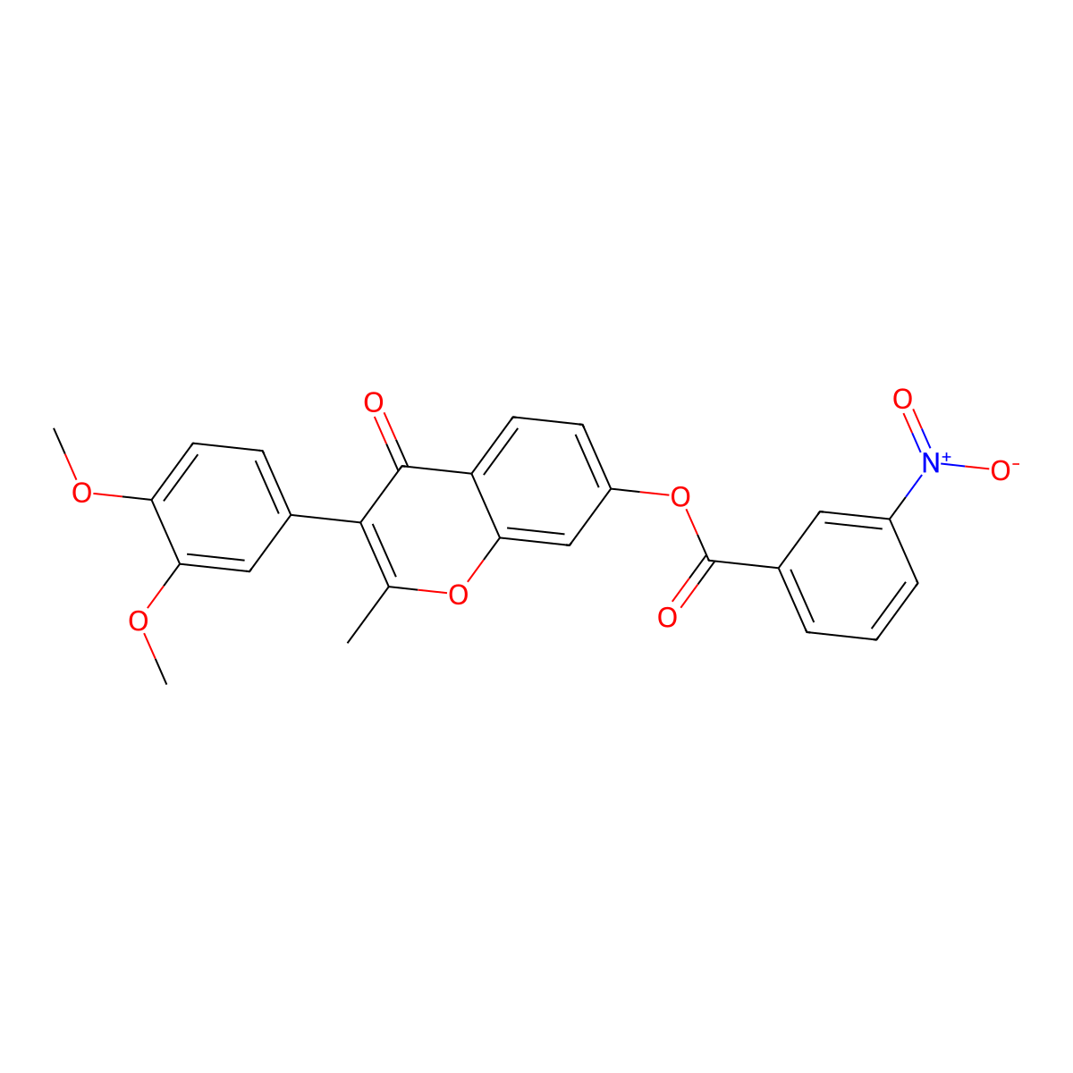 3-(3,4-dimethoxyphenyl)-2-methyl-4-oxo-4H-chromen-7-yl 3-nitrobenzoate molecular structure, CAS 610753-61-2