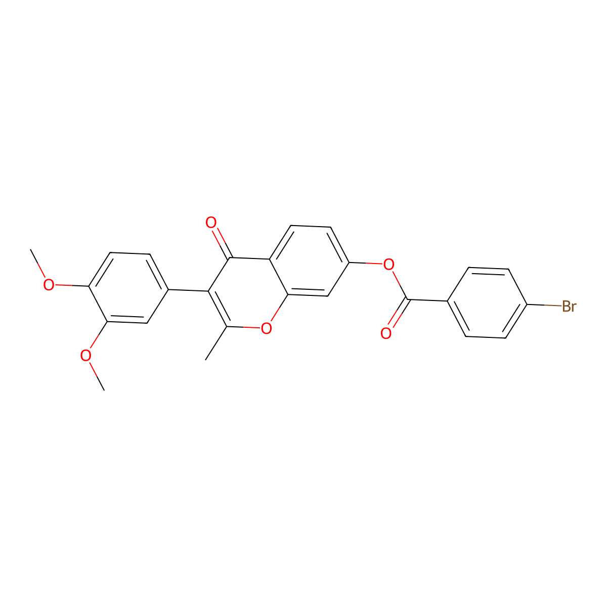 3-(3,4-dimethoxyphenyl)-2-methyl-4-oxo-4H-chromen-7-yl 4-bromobenzoate molecular structure, CAS 610753-76-9