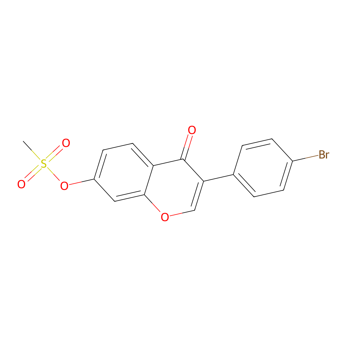 3-(4-Bromophenyl)-7-[(methylsulfonyl)oxy]-4-oxo-4H-chromene molecular structure, CAS 610753-87-2