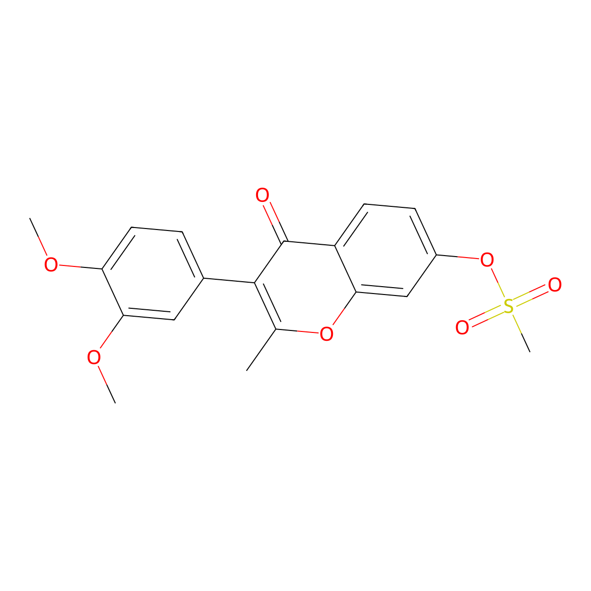 3-(3,4-dimethoxyphenyl)-2-methyl-4-oxo-4H-chromen-7-yl methanesulfonate molecular structure, CAS 610753-90-7