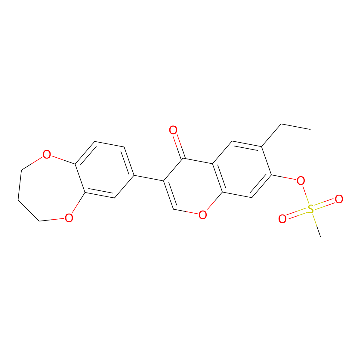 3-(3,4-dihydro-2H-1,5-benzodioxepin-7-yl)-6-ethyl-4-oxo-4H-chromen-7-yl methanesulfonate molecular structure, CAS 610753-91-8