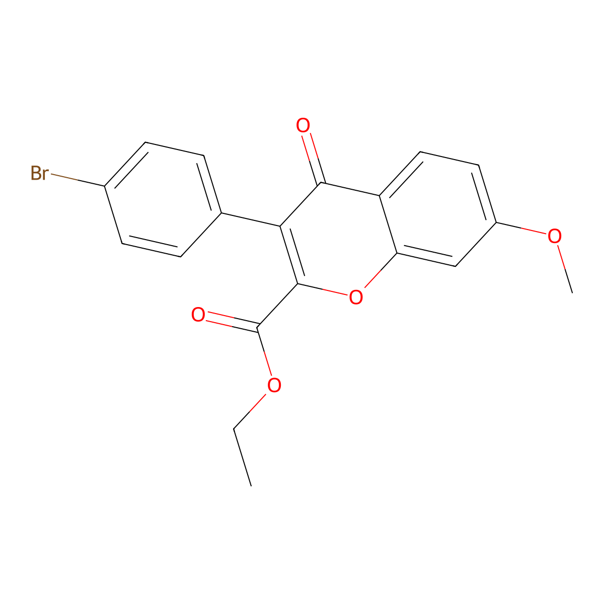 ethyl 3-(4-bromophenyl)-7-methoxy-4-oxo-4H-chromene-2-carboxylate molecular structure, CAS 610754-39-7