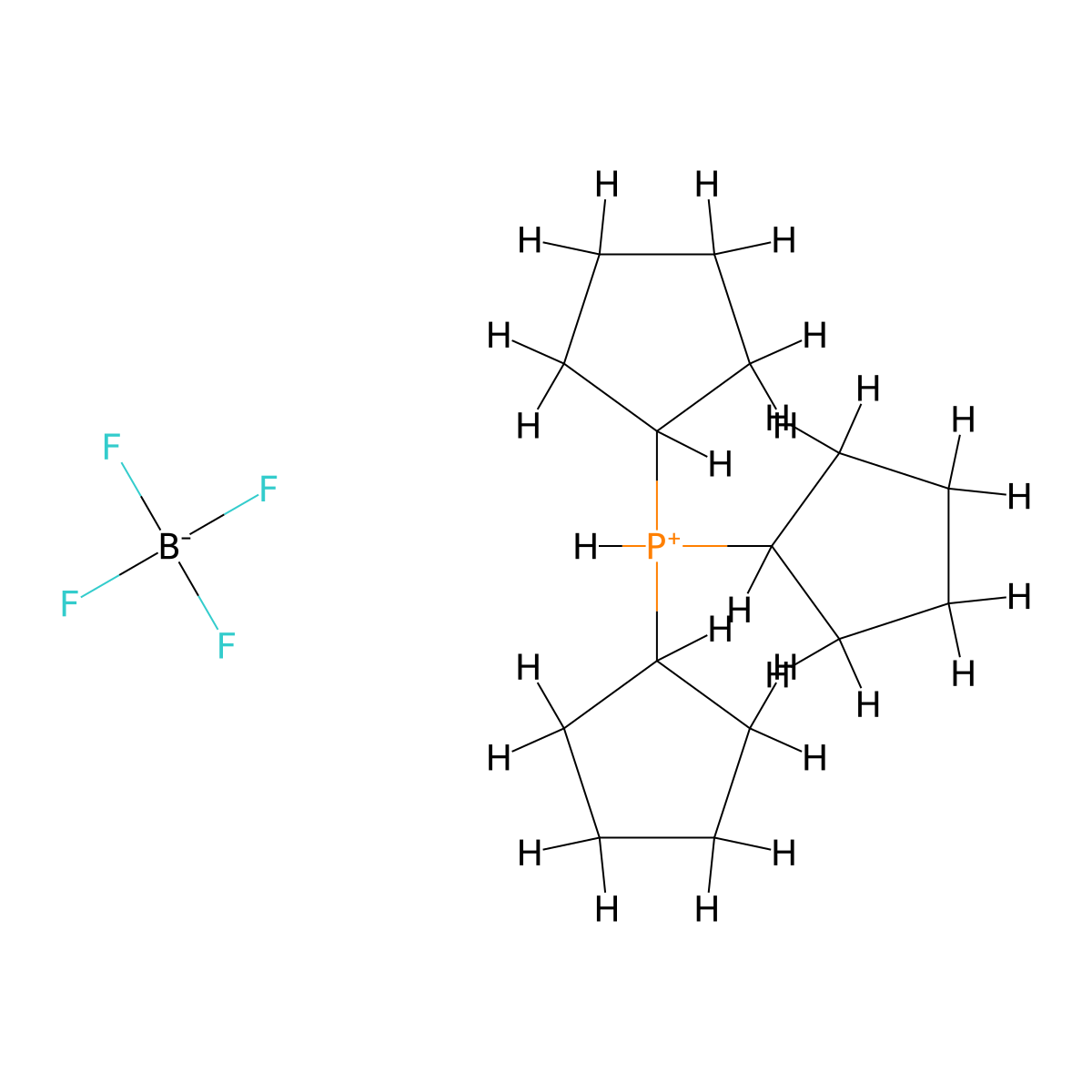 Tricyclopentylphosphine tetrafluoroborate molecular structure, CAS 610756-04-2