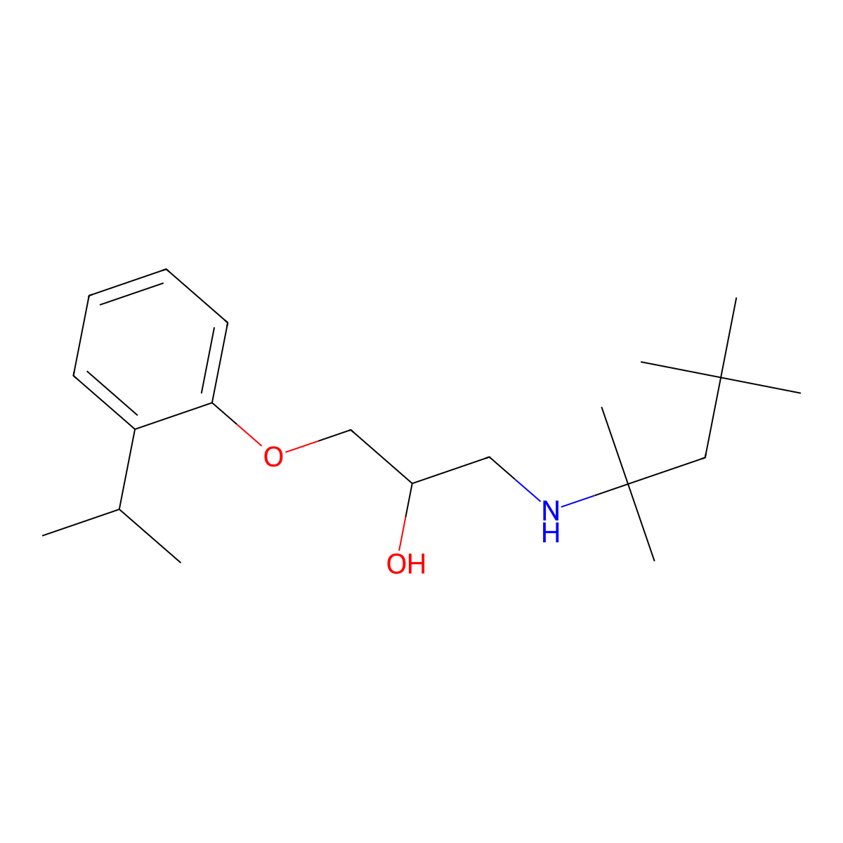 2-Propanol, 1-[2-(1-methylethyl)phenoxy]-3-[(1,1,3,3-tetramethylbutyl)amino]- molecular structure, CAS 610756-25-7