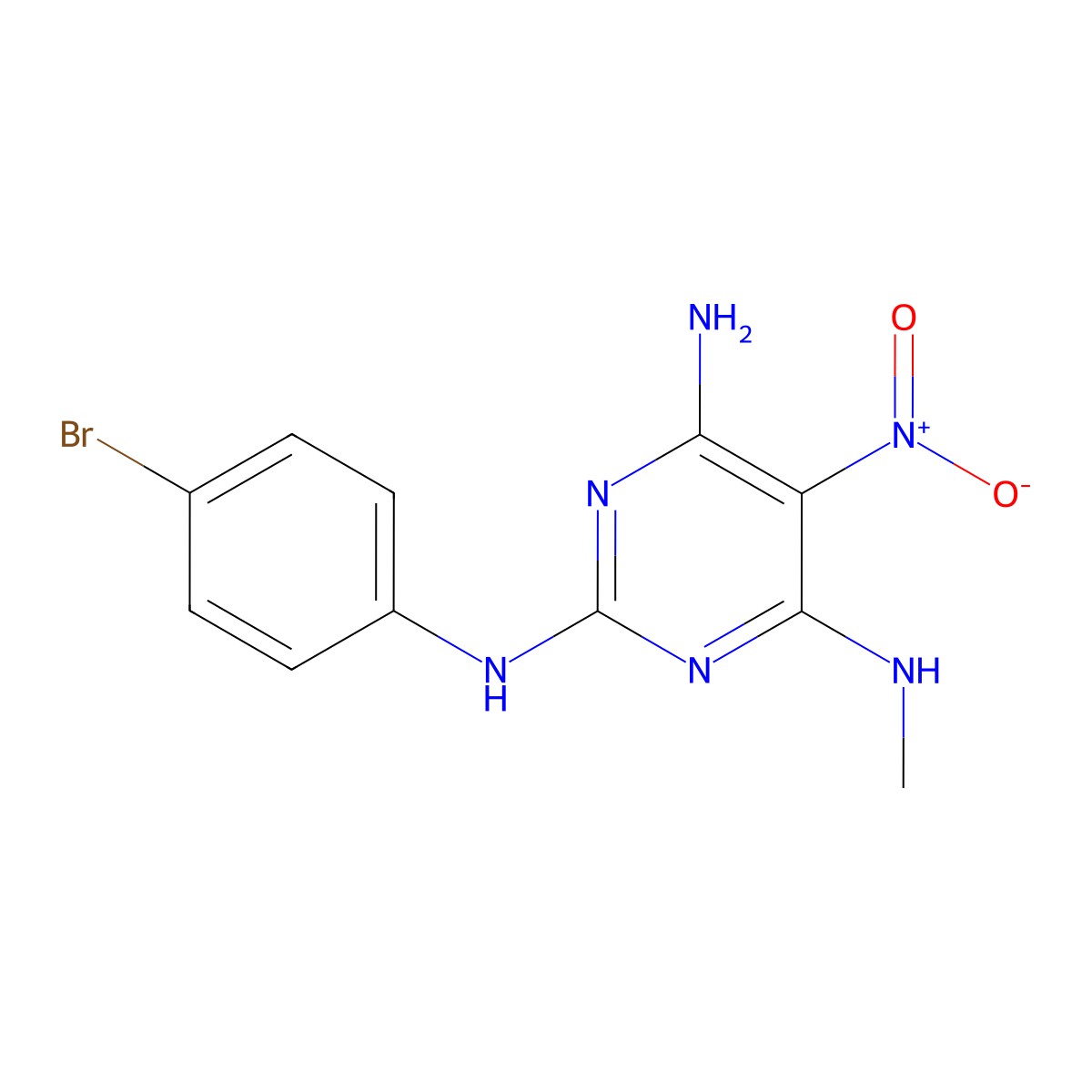N2-(4-bromophenyl)-N4-methyl-5-nitropyrimidine-2,4,6-triamine molecular structure, CAS 610756-79-1