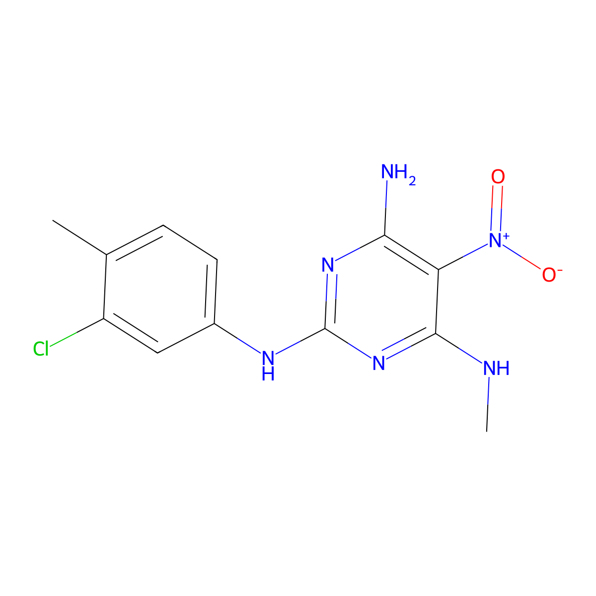 N2-(3-chloro-4-methylphenyl)-N4-methyl-5-nitropyrimidine-2,4,6-triamine molecular structure, CAS 610756-81-5