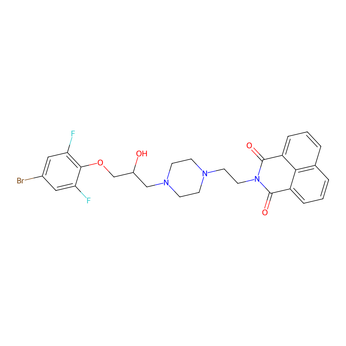 2-(2-(4-(3-(4-bromo-2,6-difluorophenoxy)-2-hydroxypropyl)piperazin-1-yl)ethyl)-1H-benzo[de]isoquinoline-1,3(2H)-dione molecular structure, CAS 610756-90-6