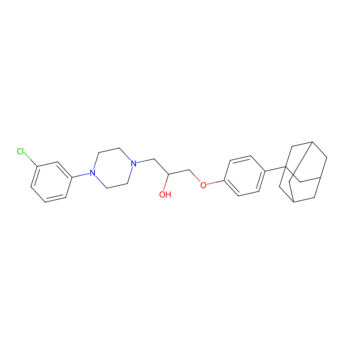 1-[4-(1-Adamantyl)phenoxy]-3-[4-(3-chlorophenyl)piperazin-1-yl]propan-2-ol molecular structure, CAS 610757-07-8