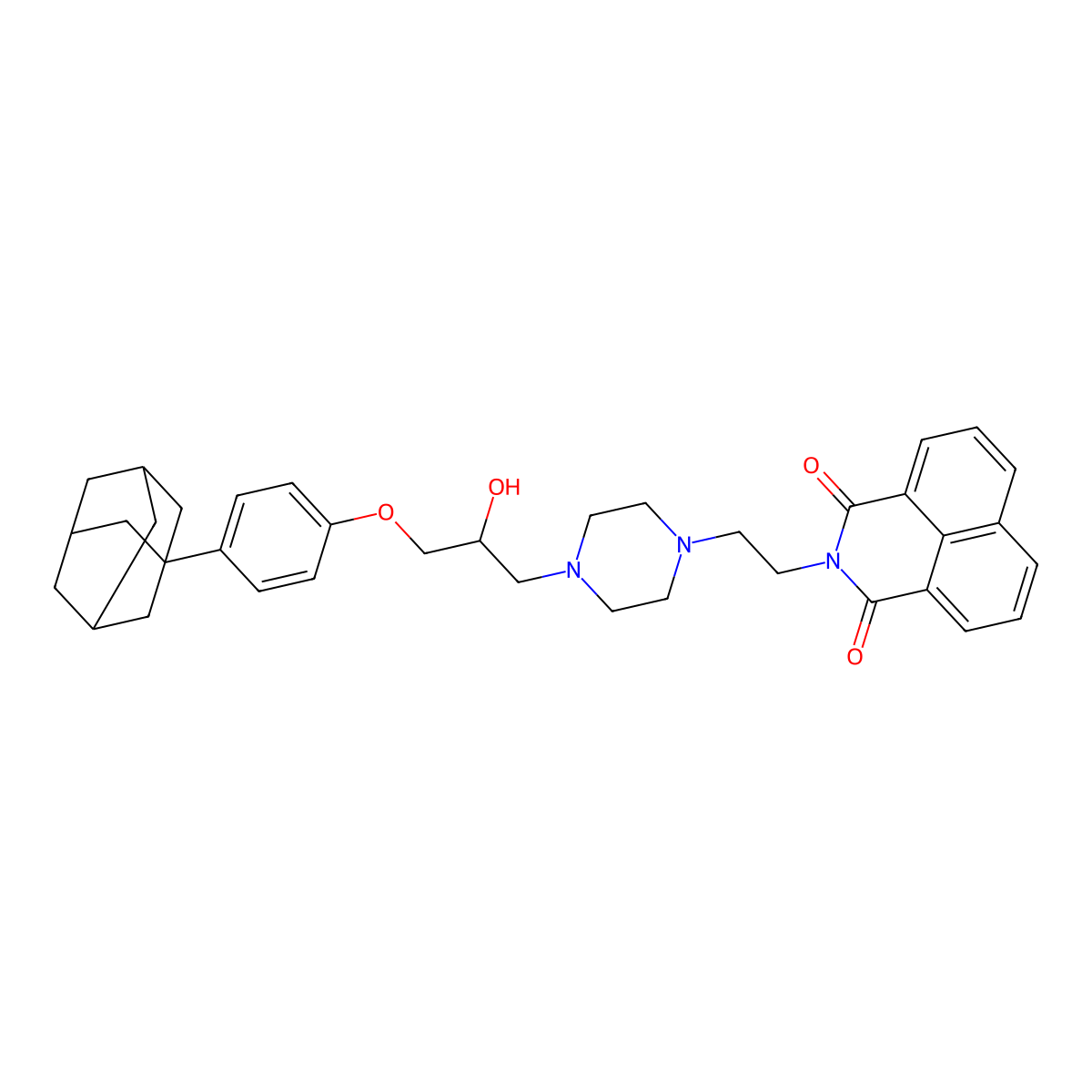2-[2-[4-[3-[4-(1-Adamantyl)phenoxy]-2-hydroxypropyl]piperazin-1-yl]ethyl]benzo[de]isoquinoline-1,3-dione molecular structure, CAS 610757-09-0