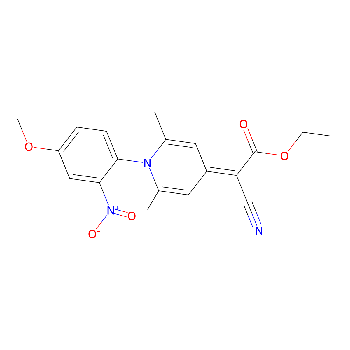 ethyl cyano[1-(4-methoxy-2-nitrophenyl)-2,6-dimethylpyridin-4(1H)-ylidene]acetate molecular structure, CAS 610757-38-5