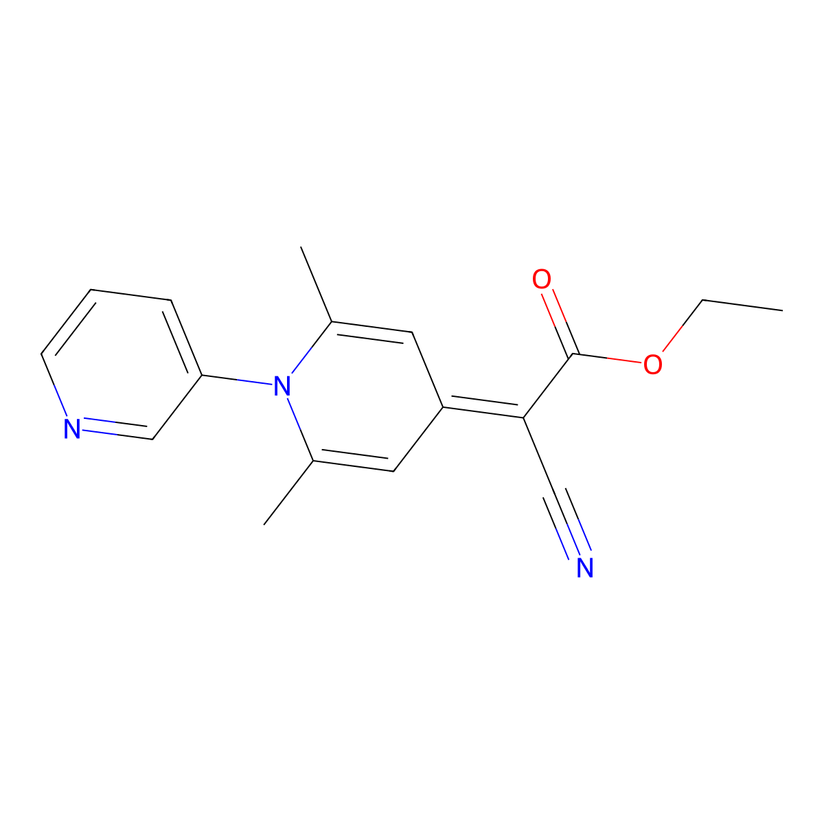 Ethyl 2-cyano-2-(2,6-dimethyl-1-pyridin-3-ylpyridin-4-ylidene)acetate molecular structure, CAS 610757-40-9