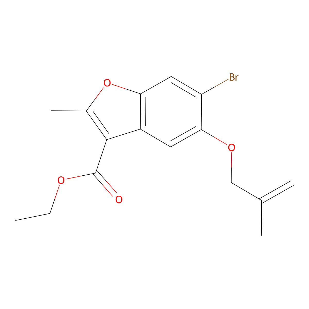 Ethyl 6-bromo-2-methyl-5-[(2-methylprop-2-en-1-yl)oxy]-1-benzofuran-3-carboxylate molecular structure, CAS 610757-73-8