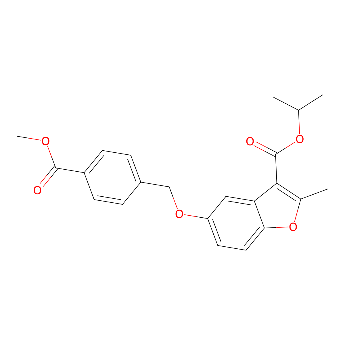 Propan-2-yl 5-{[4-(methoxycarbonyl)benzyl]oxy}-2-methyl-1-benzofuran-3-carboxylate molecular structure, CAS 610757-78-3