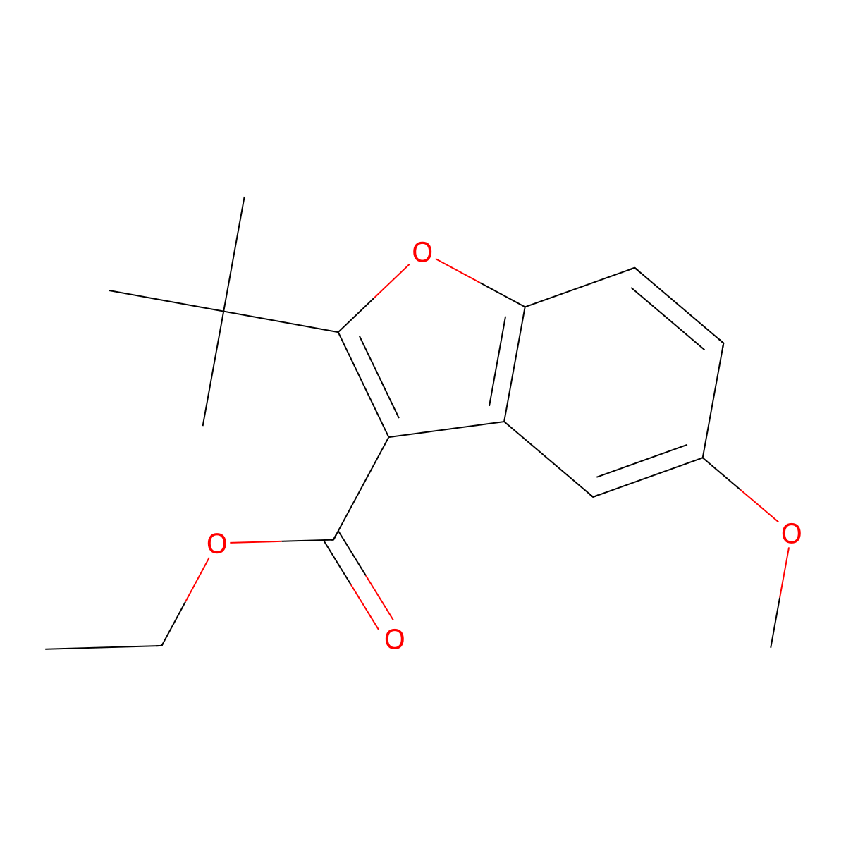 Ethyl 2-tert-butyl-5-methoxy-1-benzofuran-3-carboxylate molecular structure, CAS 610757-99-8