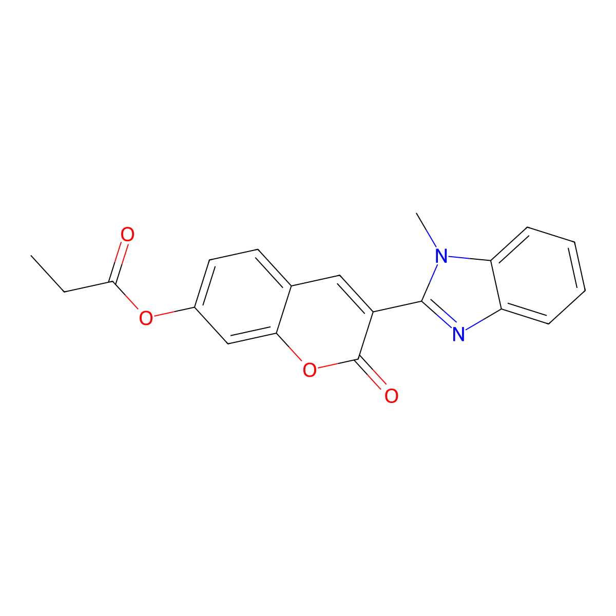 3-(1-Methyl-1h-benzimidazol-2-yl)-2-oxo-2h-chromen-7-yl propanoate molecular structure, CAS 610758-23-1