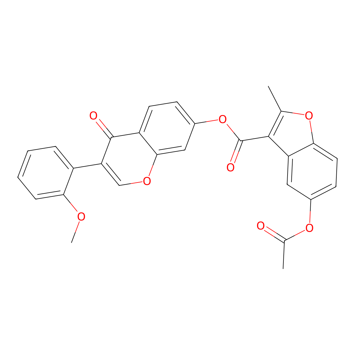 3-(2-methoxyphenyl)-4-oxo-4H-chromen-7-yl 5-acetoxy-2-methylbenzofuran-3-carboxylate molecular structure, CAS 610758-35-5