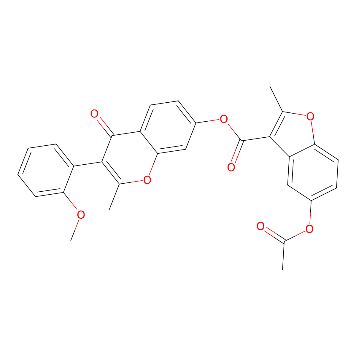 [3-(2-Methoxyphenyl)-2-methyl-4-oxochromen-7-yl] 5-acetyloxy-2-methyl-1-benzofuran-3-carboxylate molecular structure, CAS 610758-37-7