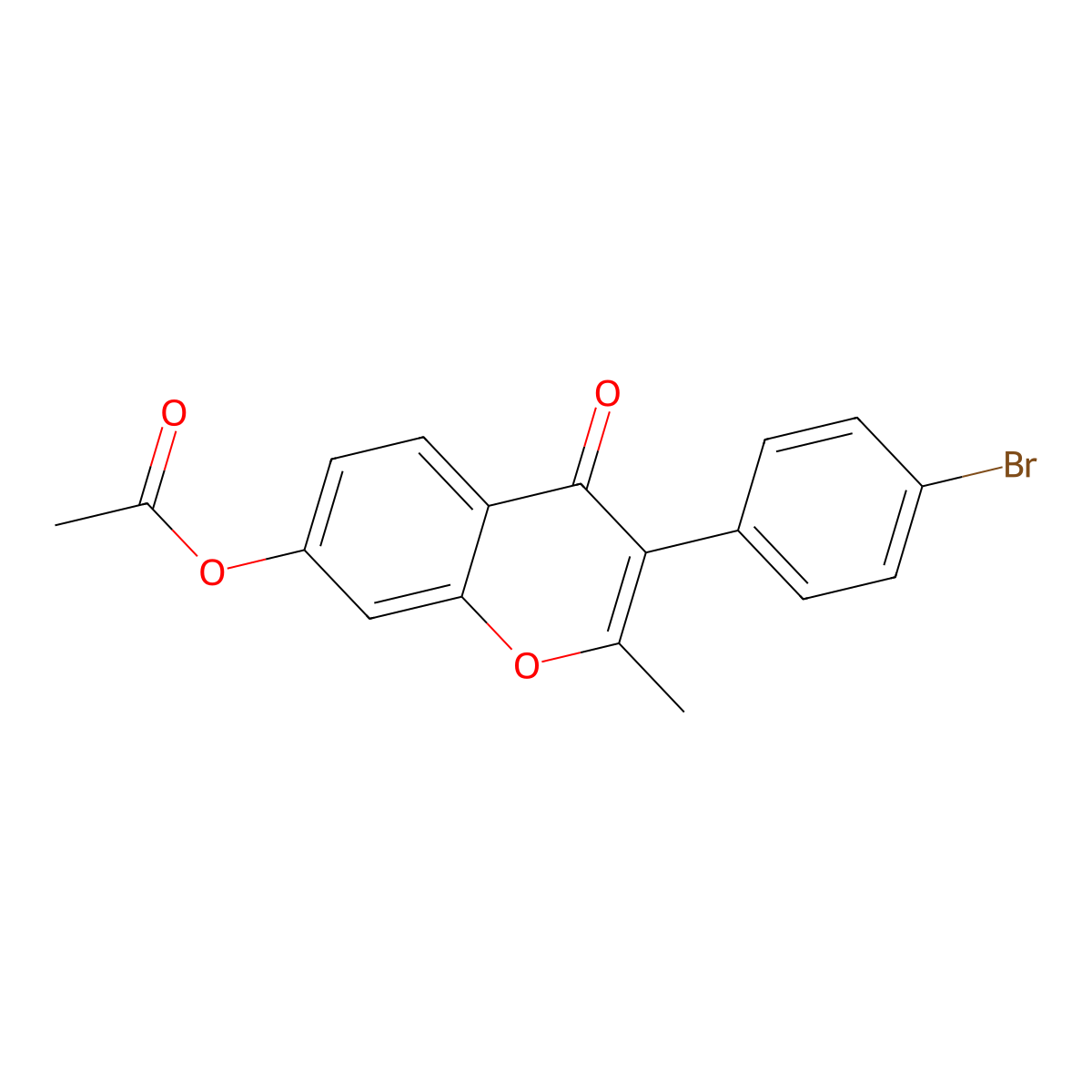 3-(4-bromophenyl)-2-methyl-4-oxo-4H-chromen-7-yl acetate molecular structure, CAS 610758-60-6