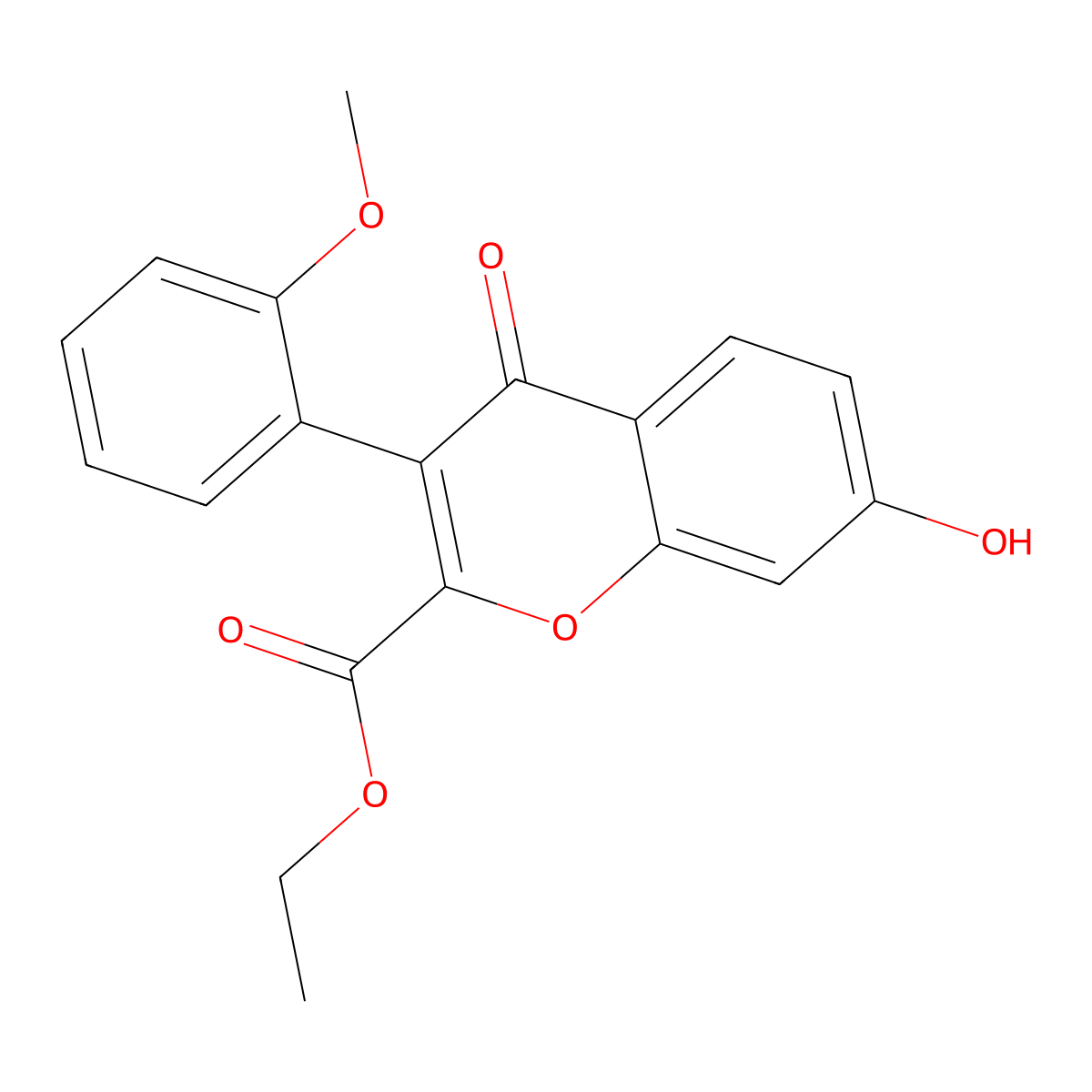 Ethyl 7-hydroxy-3-(2-methoxyphenyl)-4-oxochromene-2-carboxylate molecular structure, CAS 610758-63-9