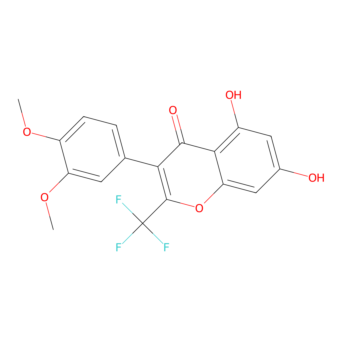 3-(3,4-Dimethoxyphenyl)-5,7-dihydroxy-2-(trifluoromethyl)chromen-4-one molecular structure, CAS 610758-69-5