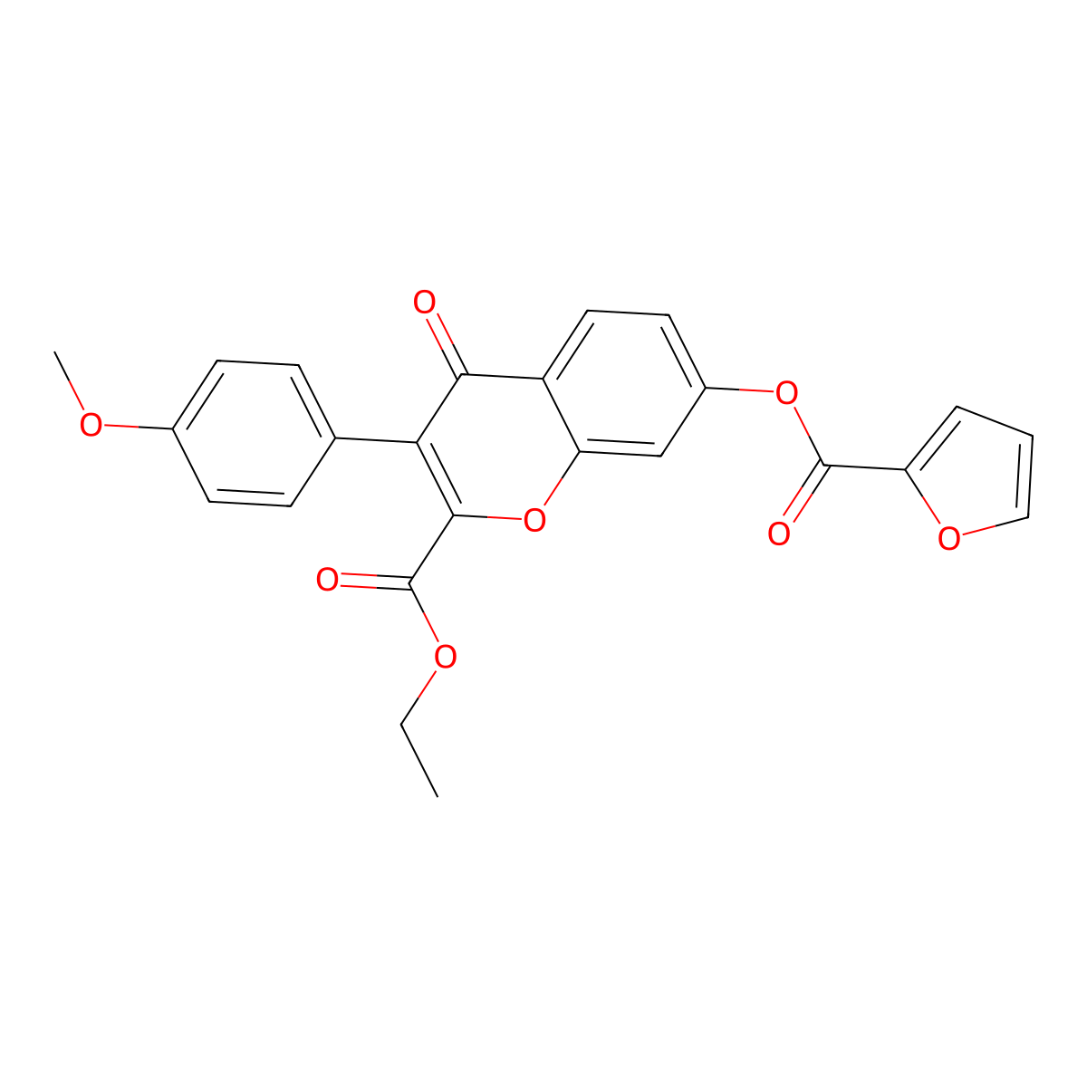 Ethyl 7-(furan-2-carbonyloxy)-3-(4-methoxyphenyl)-4-oxochromene-2-carboxylate molecular structure, CAS 610758-73-1