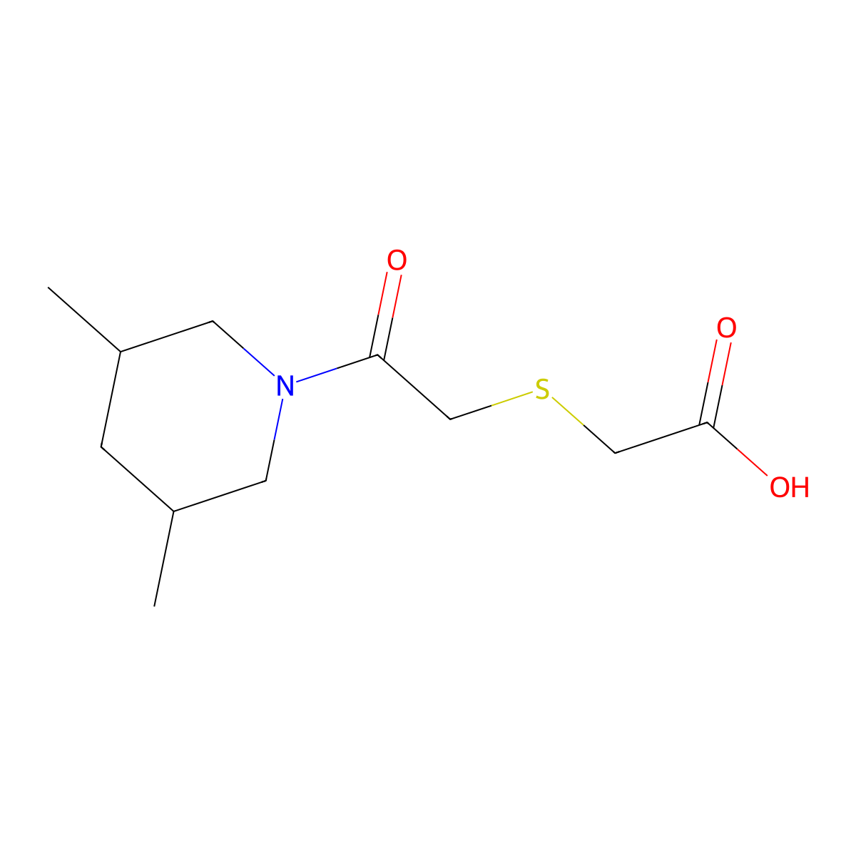 2-((2-(3,5-Dimethylpiperidin-1-yl)-2-oxoethyl)thio)acetic acid molecular structure, CAS 610758-87-7