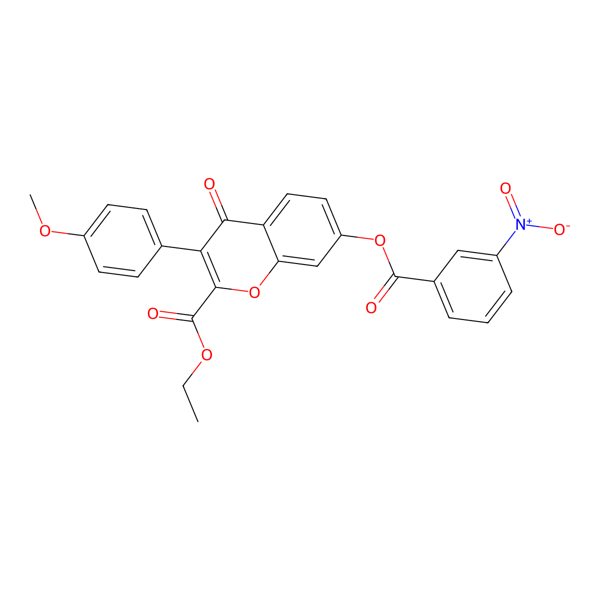 2-(Ethoxycarbonyl)-3-(4-methoxyphenyl)-4-oxochromen-7-yl 3-nitrobenzoate molecular structure, CAS 610759-01-8