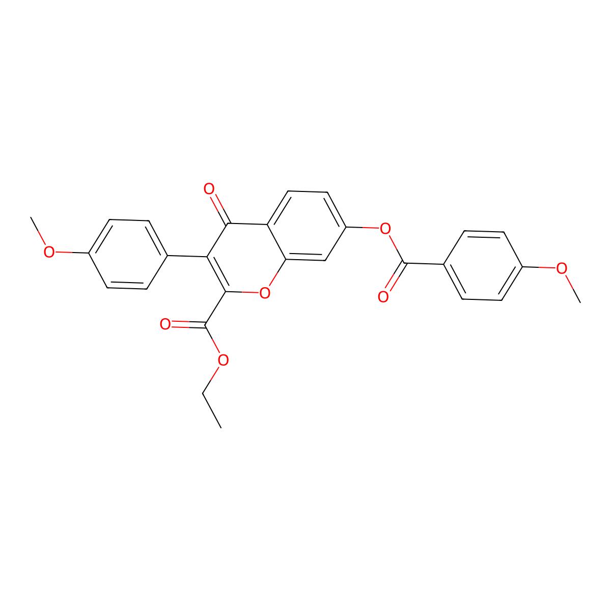 2-(Ethoxycarbonyl)-3-(4-methoxyphenyl)-4-oxochromen-7-yl 4-methoxybenzoate molecular structure, CAS 610759-02-9
