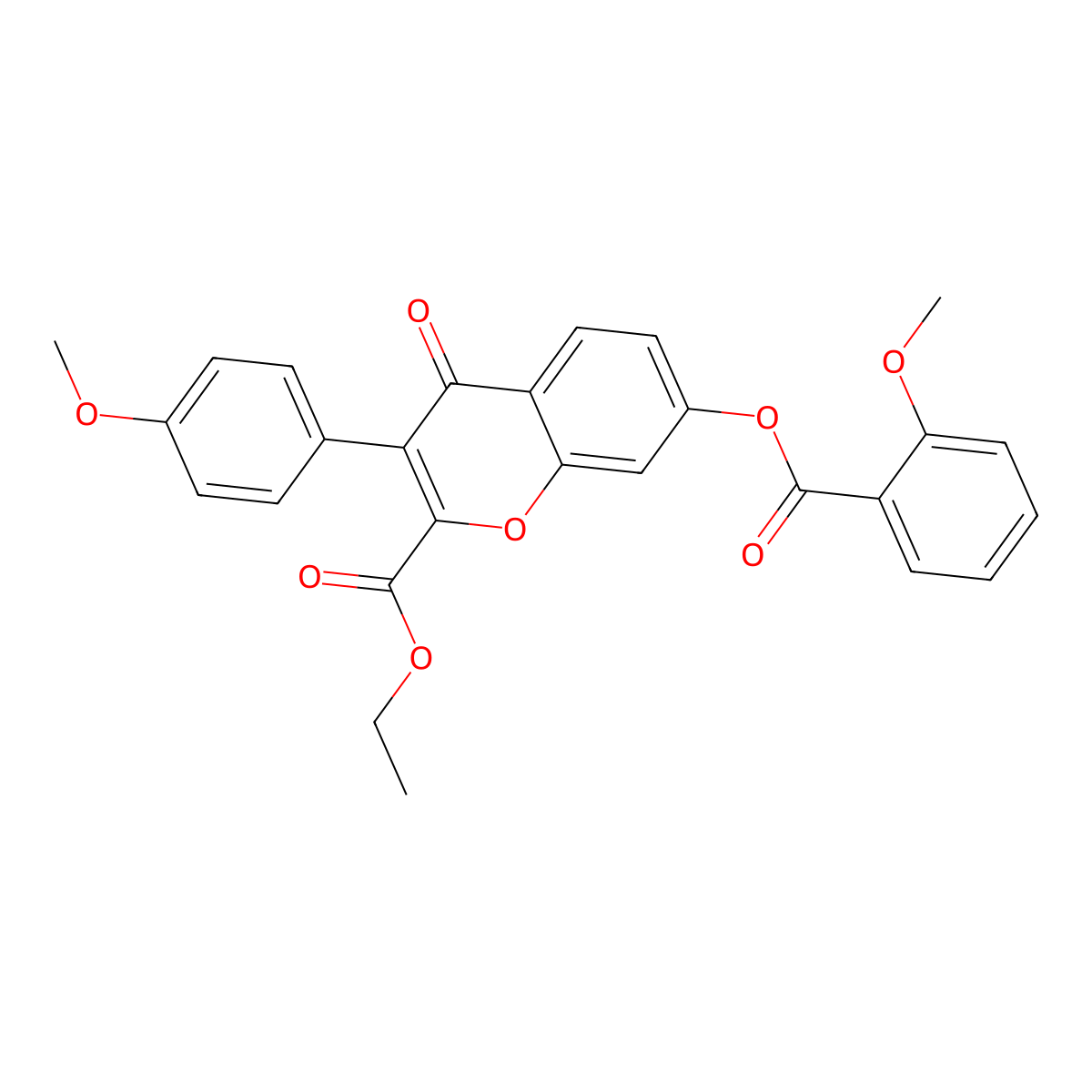 2-(Ethoxycarbonyl)-3-(4-methoxyphenyl)-4-oxochromen-7-yl 2-methoxybenzoate molecular structure, CAS 610759-04-1