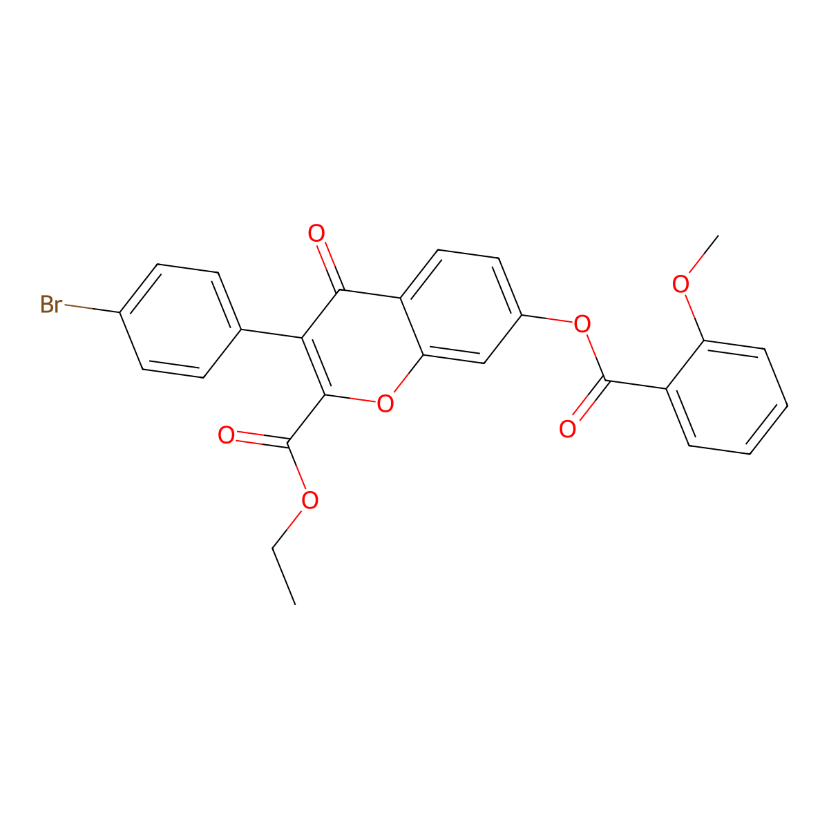 Ethyl 3-(4-bromophenyl)-7-(2-methoxybenzoyl)oxy-4-oxochromene-2-carboxylate molecular structure, CAS 610759-05-2