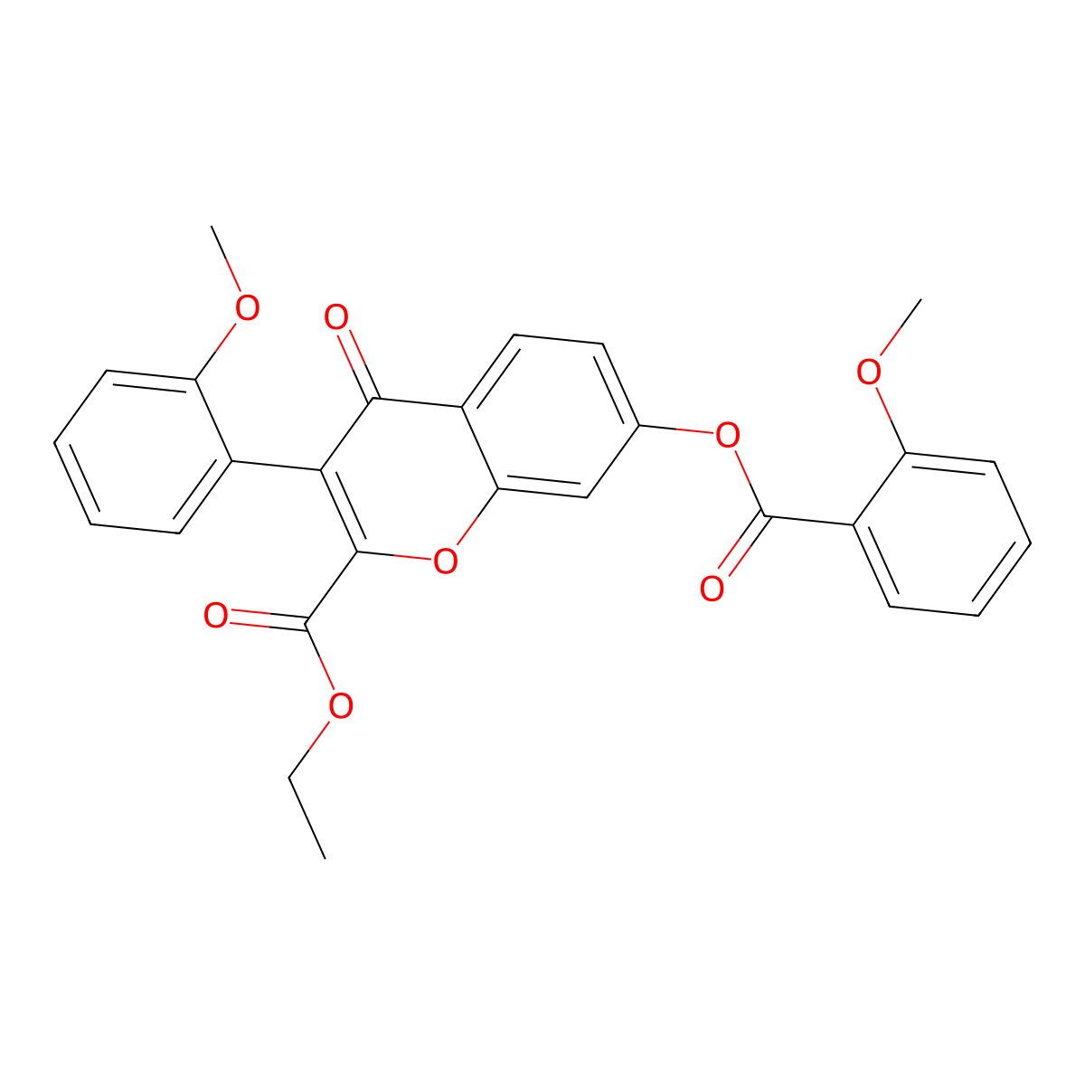 2-(Ethoxycarbonyl)-3-(2-methoxyphenyl)-4-oxochromen-7-yl 2-methoxybenzoate molecular structure, CAS 610759-17-6