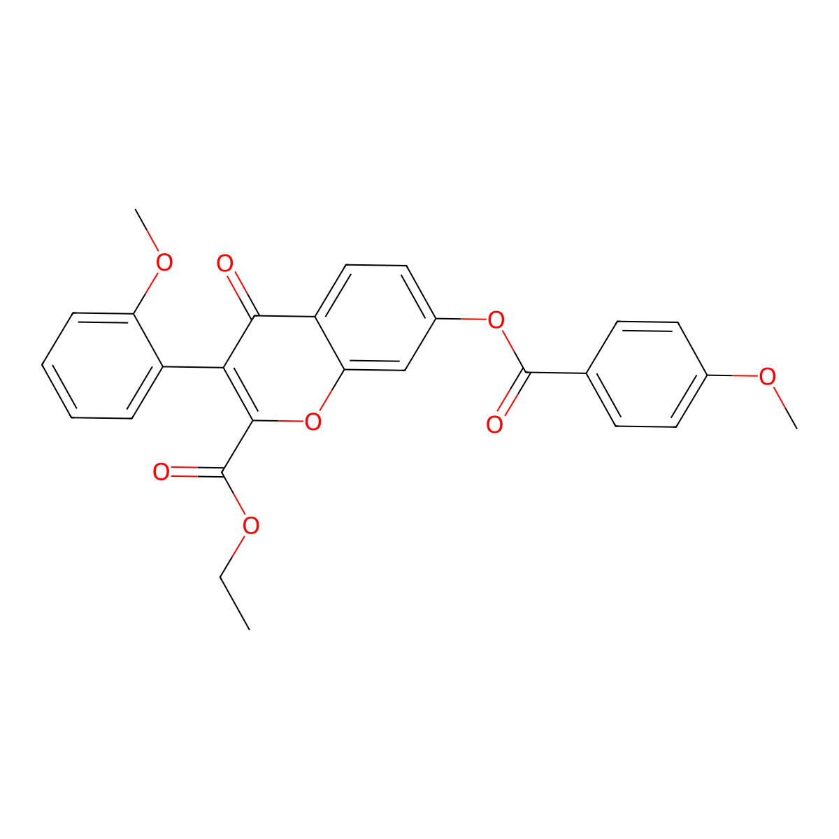2-(Ethoxycarbonyl)-3-(2-methoxyphenyl)-4-oxochromen-7-yl 4-methoxybenzoate molecular structure, CAS 610759-19-8