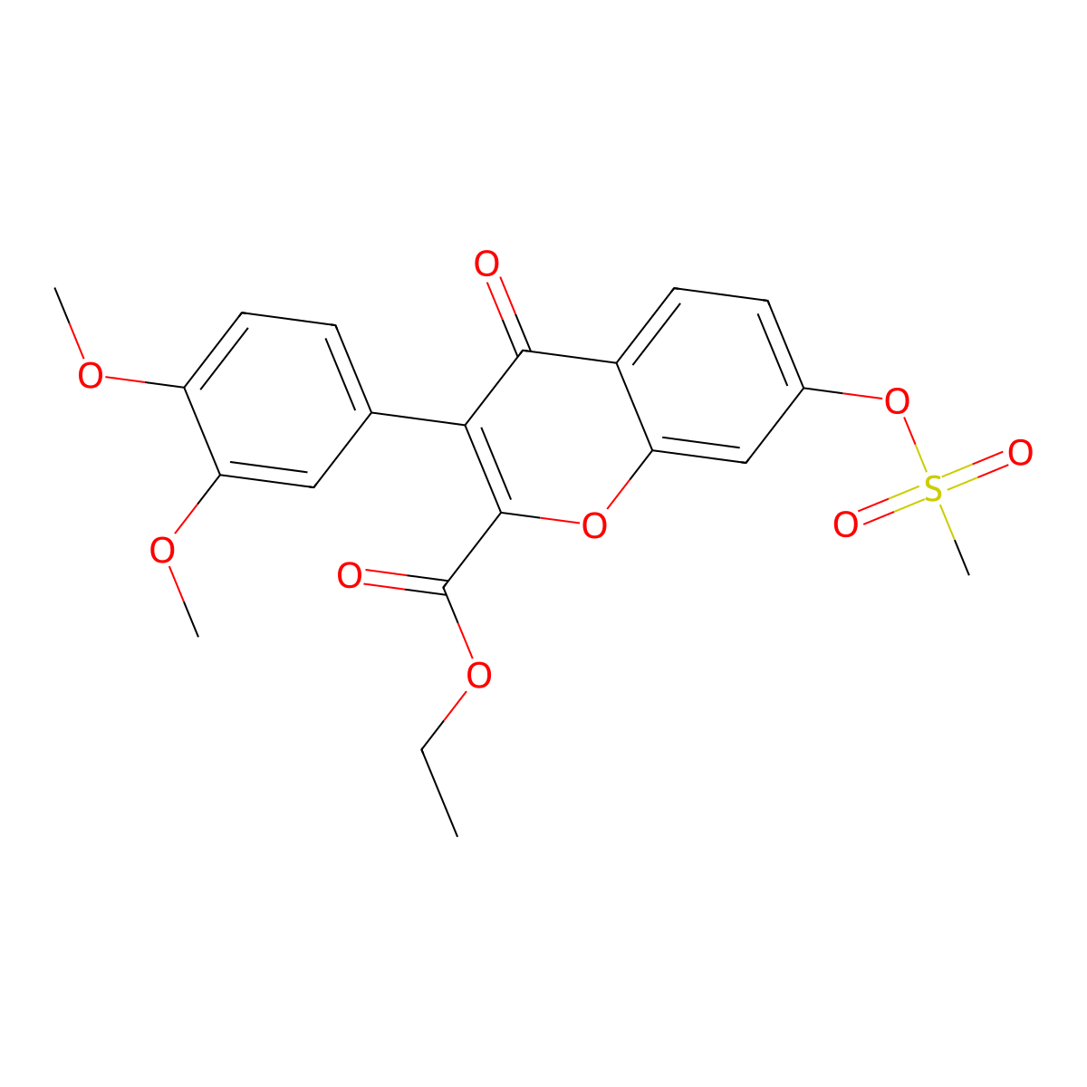 ethyl 3-(3,4-dimethoxyphenyl)-7-[(methylsulfonyl)oxy]-4-oxo-4H-chromene-2-carboxylate molecular structure, CAS 610759-23-4