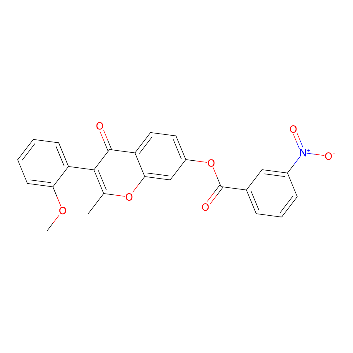 [3-(2-Methoxyphenyl)-2-methyl-4-oxochromen-7-yl] 3-nitrobenzoate molecular structure, CAS 610759-35-8