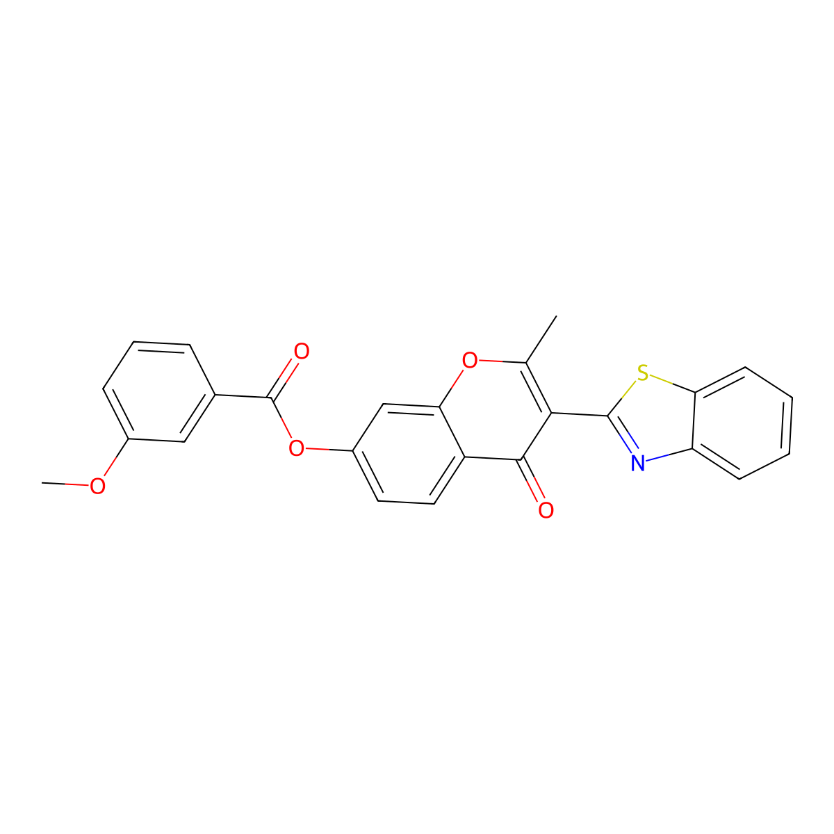 3-(benzo[d]thiazol-2-yl)-2-methyl-4-oxo-4H-chromen-7-yl 3-methoxybenzoate molecular structure, CAS 610759-43-8