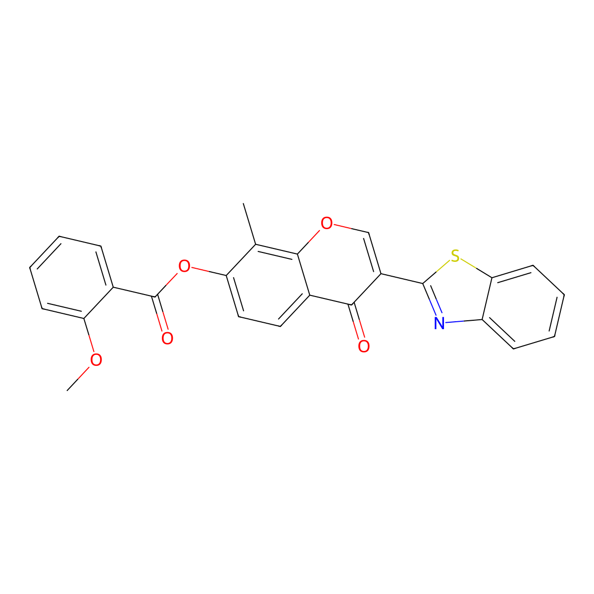 3-(benzo[d]thiazol-2-yl)-8-methyl-4-oxo-4H-chromen-7-yl 2-methoxybenzoate molecular structure, CAS 610759-47-2