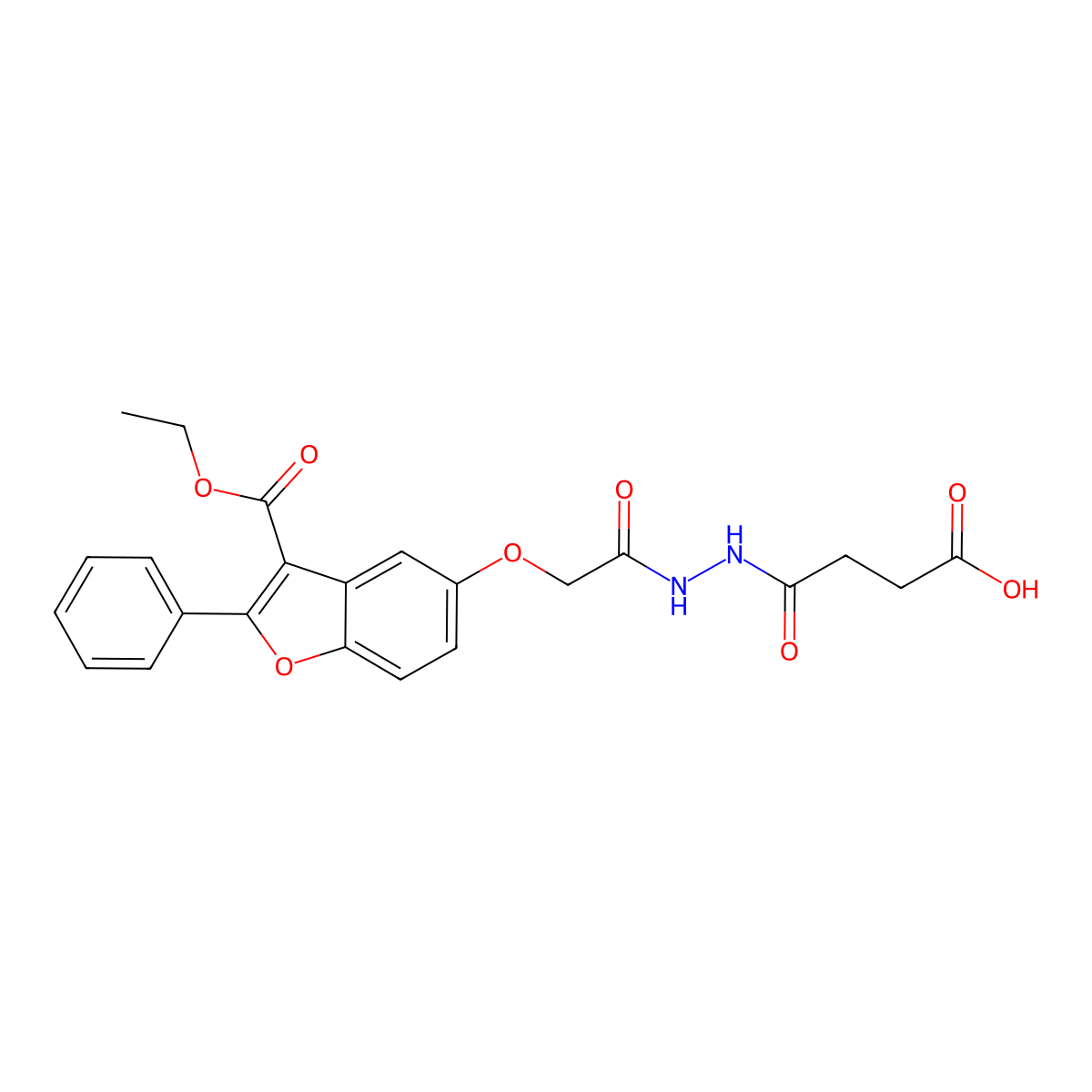 4-(2-{[3-(Ethoxycarbonyl)-2-phenyl-1-benzofuran-5-yl]oxy}acetohydrazido)-4-oxobutanoic acid molecular structure, CAS 610759-53-0