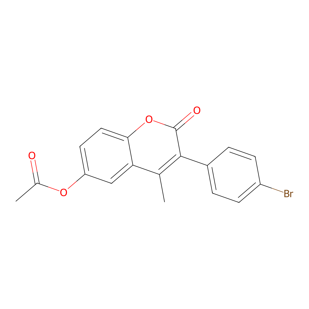 3-(4-bromophenyl)-4-methyl-2-oxo-2H-chromen-6-yl acetate molecular structure, CAS 610759-99-4