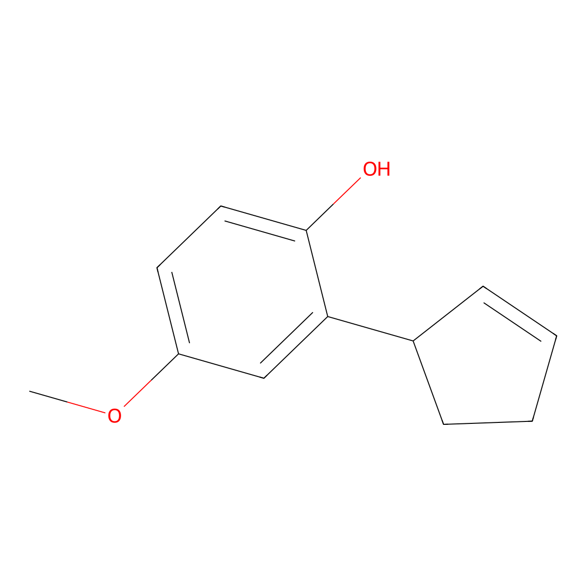 2-(Cyclopent-2-en-1-yl)-4-methoxyphenol molecular structure, CAS 61076-48-0