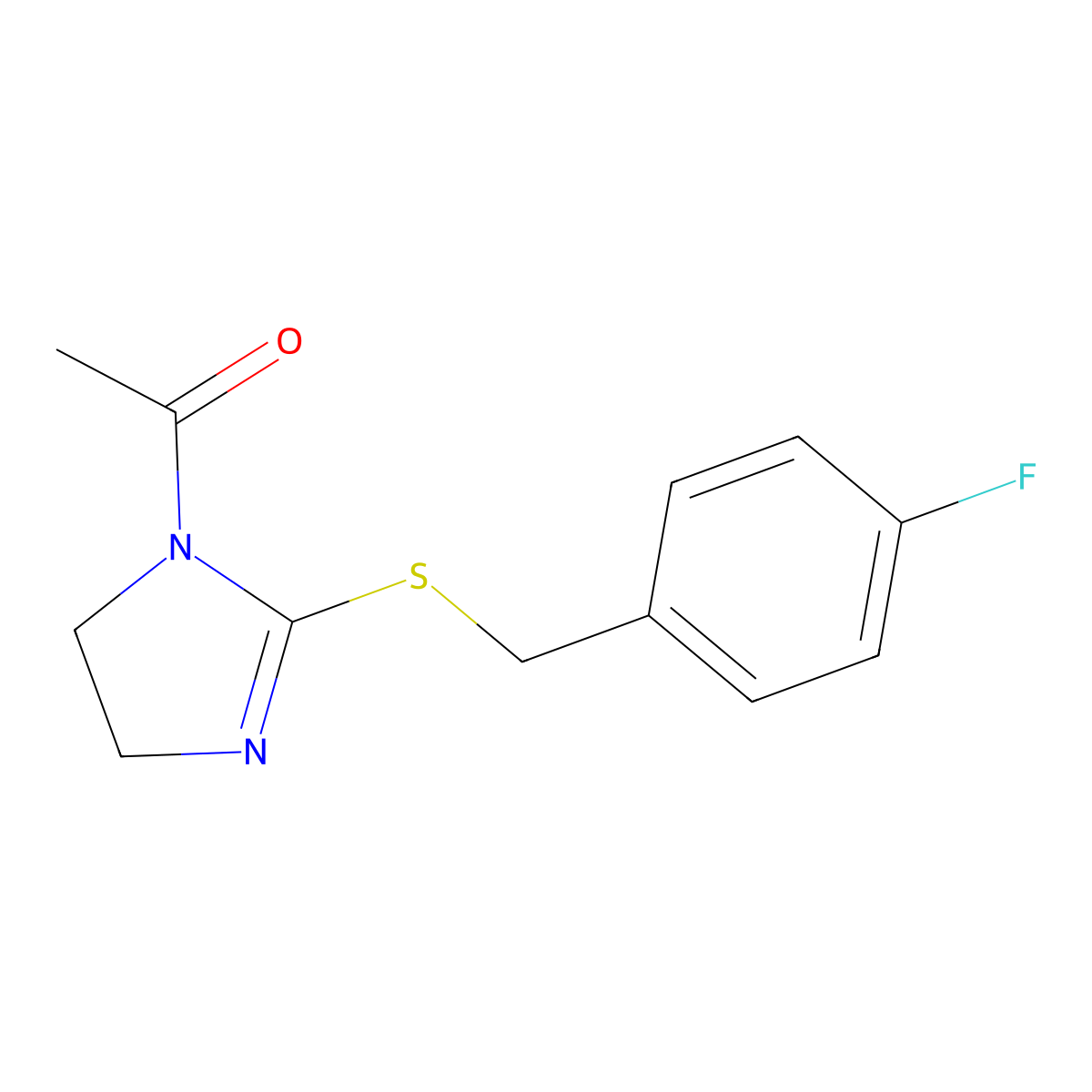 2-Imidazoline, 1-acetyl-2-((p-fluorobenzyl)thio)- molecular structure, CAS 61076-82-2