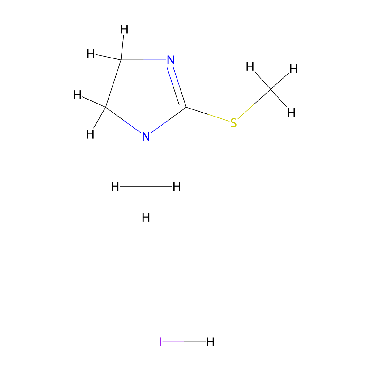 1-methyl-2-(methylsulfanyl)-4,5-dihydro-1H-imidazole hydroiodide molecular structure, CAS 61076-89-9